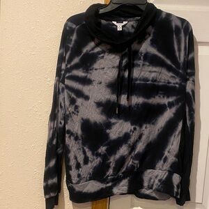 Time and Tru Black and Gray Tie-Dye Cowl Neck Sweater